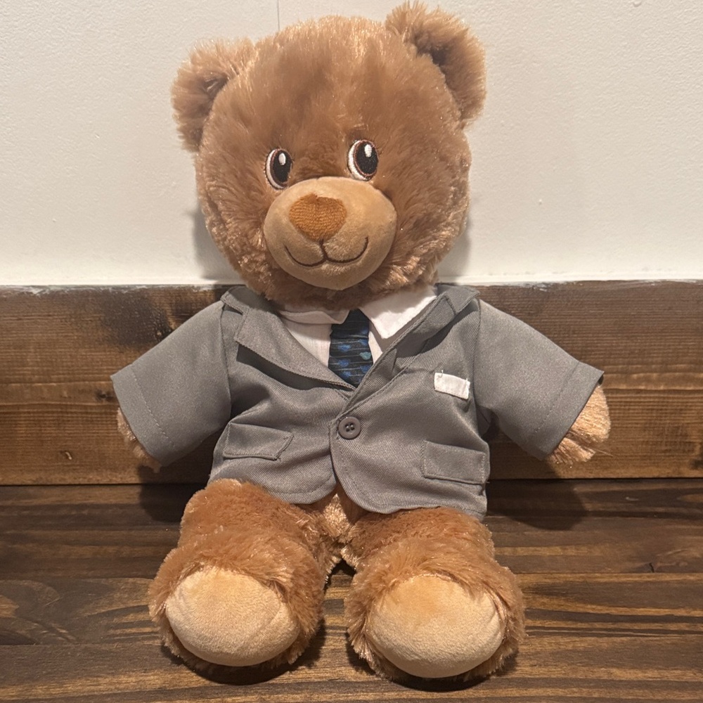 Build-A-Bear Brown Teddy in Gray Jacket
